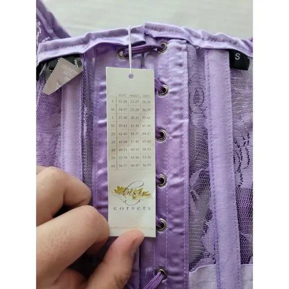 Purple Daisy Corset Hook & Eye‎ Tie Up Size Small